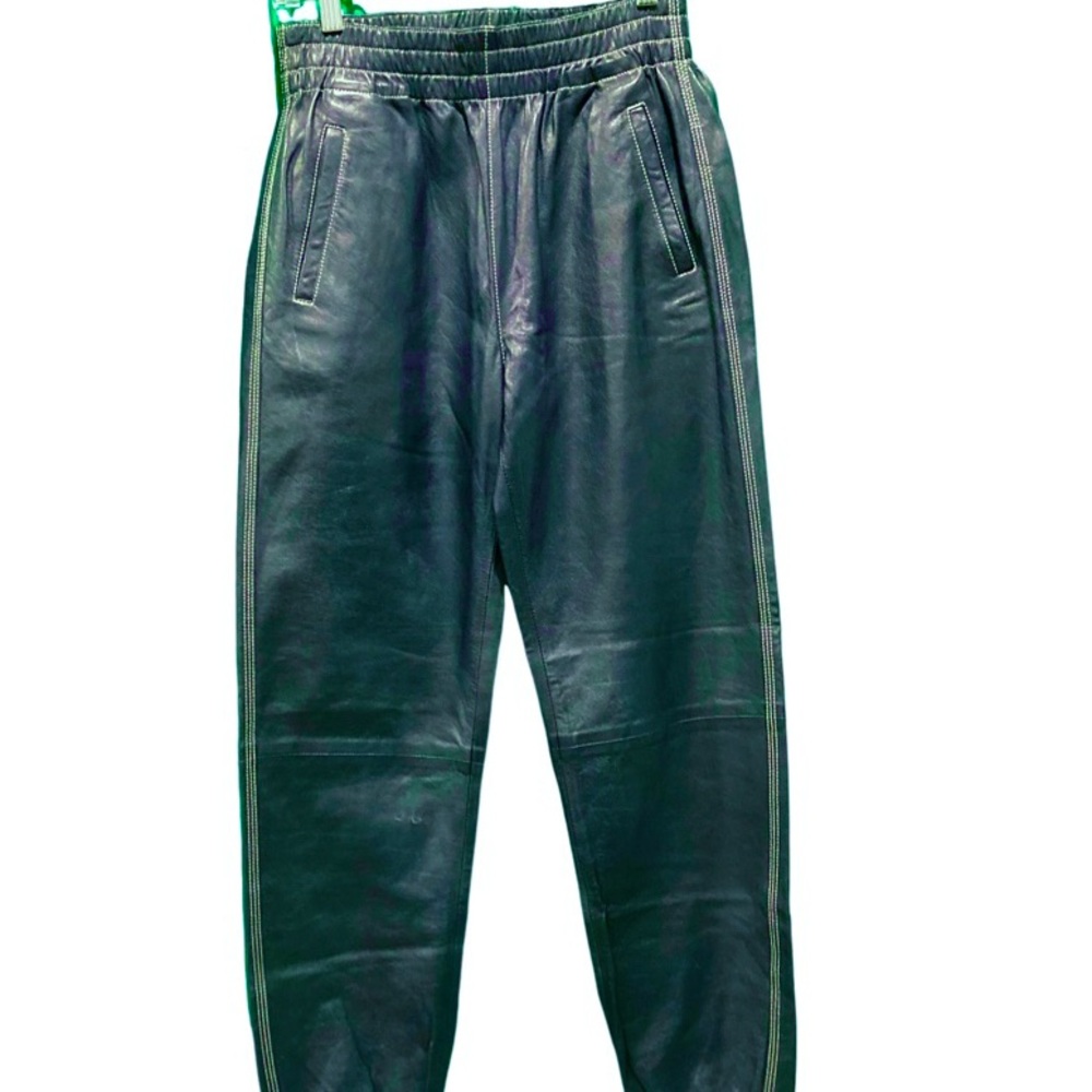 NWT Polo Ralph Lauren Blue Label Navy Leather Joggers - Sz XS - Picture 5 of 10